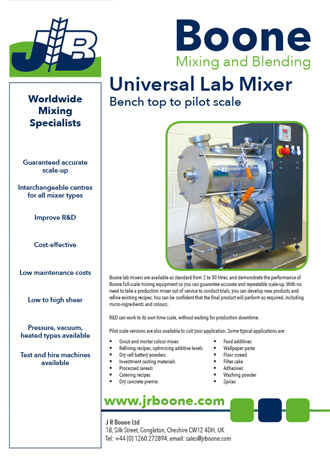 J R Boone Lab Mixer Specification Sheet